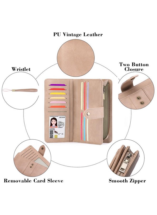 FALAN MULE - Womens Genuine Leather Wallet Large Capacity Bifold Rfid Blocking Card Holder With Zipper Coin Pocket - Image 1