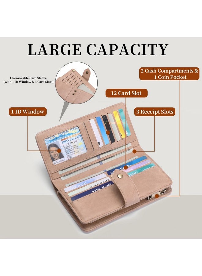FALAN MULE - Womens Genuine Leather Wallet Large Capacity Bifold Rfid Blocking Card Holder With Zipper Coin Pocket - Image 1