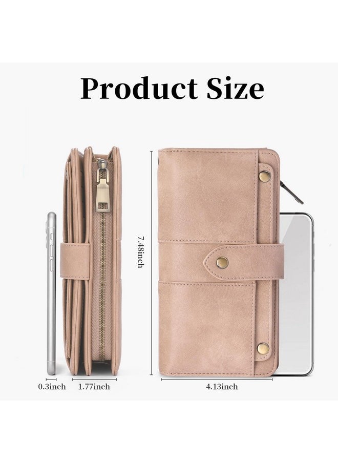 FALAN MULE - Womens Genuine Leather Wallet Large Capacity Bifold Rfid Blocking Card Holder With Zipper Coin Pocket - Image 1