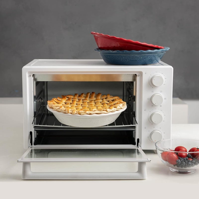 FE FUN ELEMENTS Fun Elements Pie Pan, 9 Inch Ceramic Pie Dish, Deep Dish Pie Pan with Lace Emboss, Ruffled Pie Plate for Baking, Thanksgiving Christmas Gifts(Bright White) - Image 5