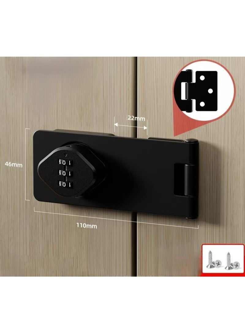 Keyless Combination Lock, 3-Digit Combination Lock for Cabinet Doors – Twist Knob Hasp Latch Lock with Password Code – Zinc Alloy Cabinet Door Latch for Kitchen Drawers, Cabinets, Cupboard (Black) - Image 1