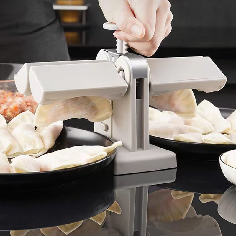 kesig kesig Household Double Head Automatic Dumpling Maker Mould Automatic Dumpling Maker Press Machine Manual Dumpling Maker Mould Maker Mould Wrap Two at A Time Safety Abs Material  - Image 4