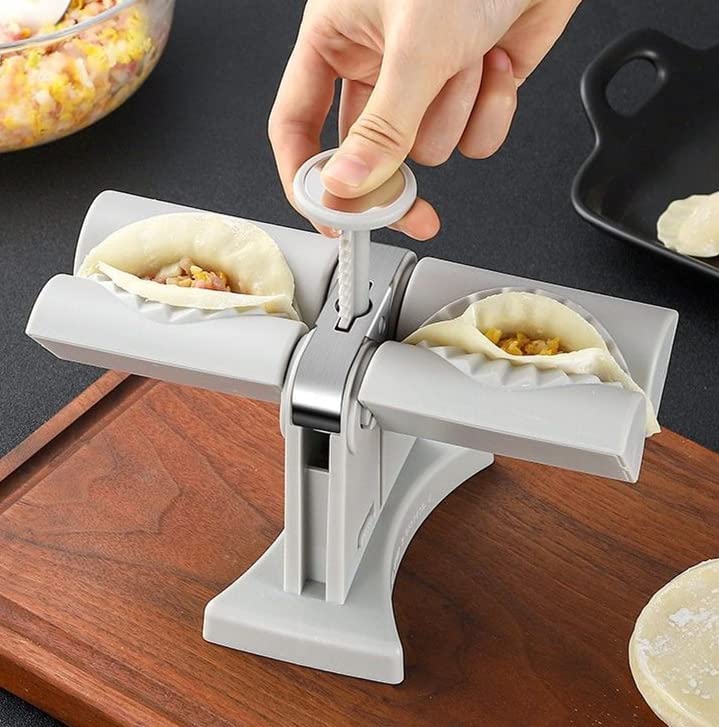 kesig kesig Household Double Head Automatic Dumpling Maker Mould Automatic Dumpling Maker Press Machine Manual Dumpling Maker Mould Maker Mould Wrap Two at A Time Safety Abs Material  - Image 3