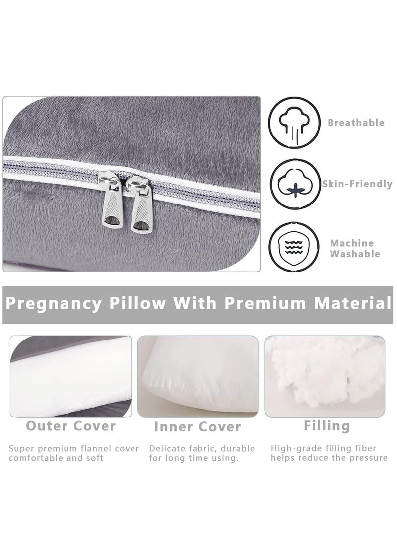 Arabest Pregnancy Pillow, Full Body Pillow with Reversible Velvet Cover, U Shaped Maternity Pillow  for Pregnant Women and Sleeping Support(Dark Grey)  - Image 4