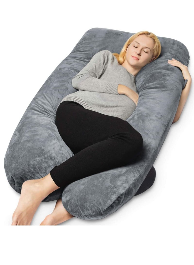 Arabest Pregnancy Pillow, Full Body Pillow with Reversible Velvet Cover, U Shaped Maternity Pillow  for Pregnant Women and Sleeping Support(Dark Grey)  - Image 1