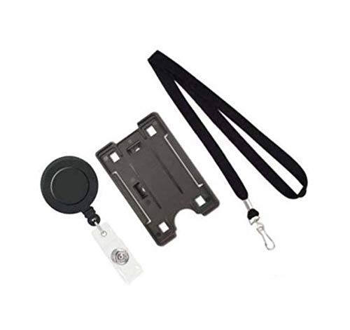 NSSP ID Card Holder with Neck Lanyard & Retractable Reel YOYO (Made in India) (Black, Pack of 3) - Image 1