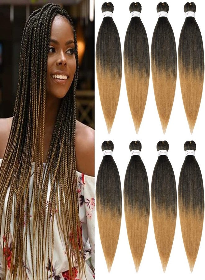 ShowCoco Pre-stretched Braiding Hair Extension Professional Crochet Braiding Hair 32 Inch 8 Packs Hot Water Setting Perm Yaki Synthetic Hair for Twist Braids (32inch,#1B/27) - Image 1