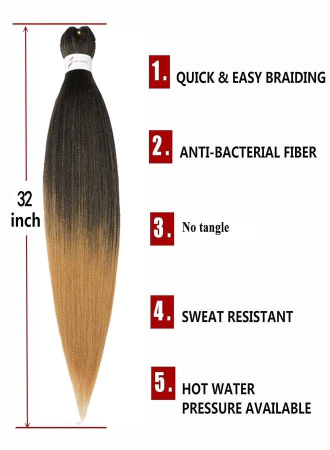 ShowCoco Pre-stretched Braiding Hair Extension Professional Crochet Braiding Hair 32 Inch 8 Packs Hot Water Setting Perm Yaki Synthetic Hair for Twist Braids (32inch,#1B/27) - Image 2