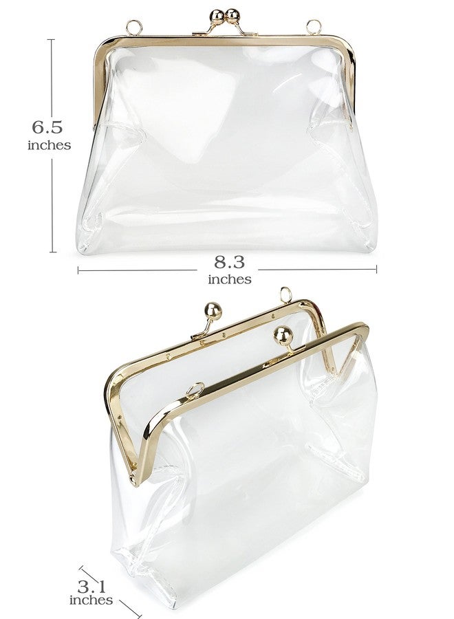 HOXIS Clear Transparent PVC Kiss Lock Chain Cross Body Bag Womens Clutch - Image 4