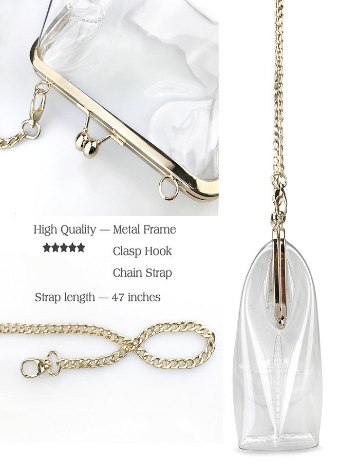HOXIS Clear Transparent PVC Kiss Lock Chain Cross Body Bag Womens Clutch - Image 5