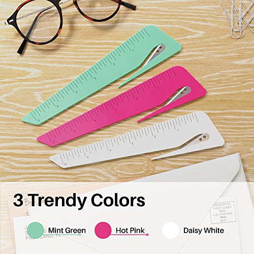 Uncommon Desks Ruler & Letter Opener Combo - Easy to Hold - Oversized Grip - Colorful 6 Inch Ruler - Envelope Opener w/Measuring Tool - Perfect for Crafts, Drafting, Sewing, & Drawing - (3 Pack) - Image 2