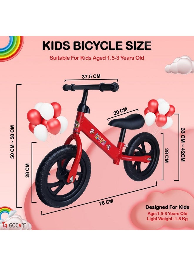 GOCART WITH G LOGO - GOCART WITH G LOGO Lightweight Pedal Free Adjustable Seat Kids Balance Bicycle For Girls And Boys (Red, Black Mag Wheel), Rigid - Image 1