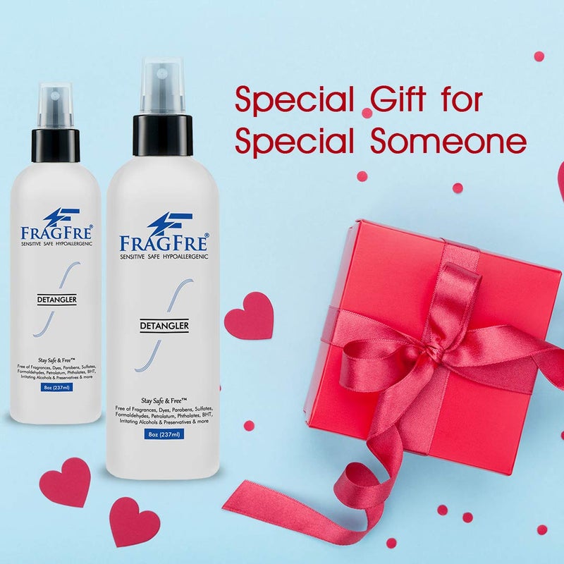 FRAGFRE Detangler 8 oz (2-Pack Gift Set) - Fragrance Free Hypoallergenic Parabens Free - Hair Detangler Leave-in Conditioner for Sensitive Skin - Styling Heat Protectant - Vegan Cruelty/Gluten Free - Image 2