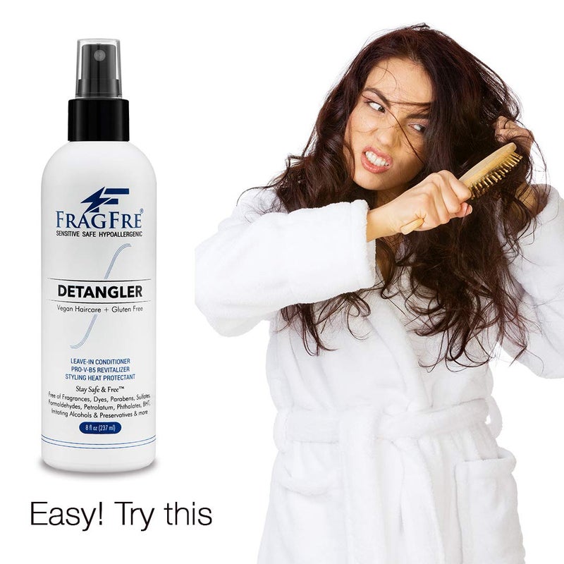 FRAGFRE Detangler 8 oz (2-Pack Gift Set) - Fragrance Free Hypoallergenic Parabens Free - Hair Detangler Leave-in Conditioner for Sensitive Skin - Styling Heat Protectant - Vegan Cruelty/Gluten Free - Image 5