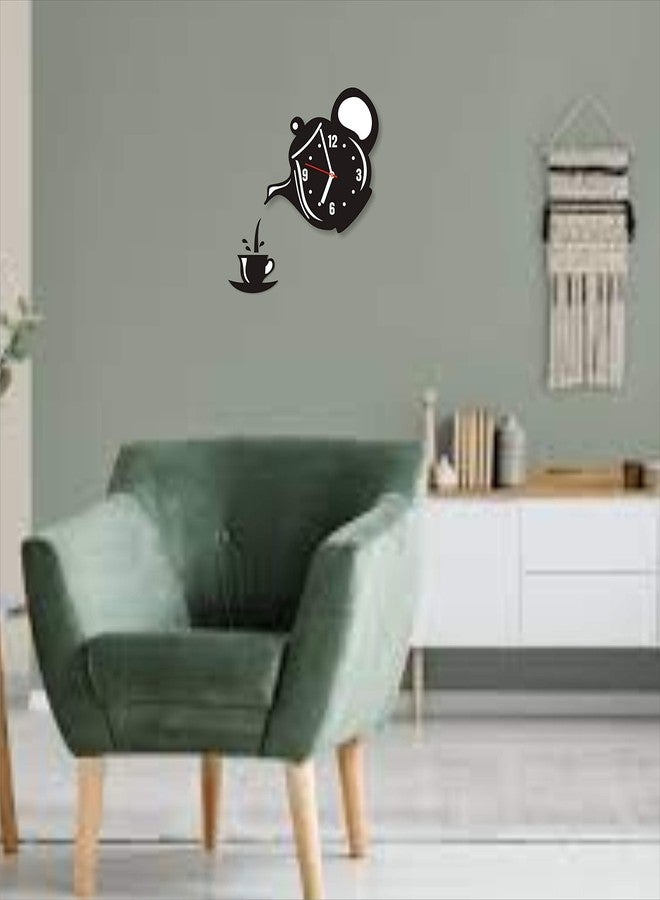 THE 9192 Acrylic Kettle Wall Clock for Living Room (Black) - Image 5