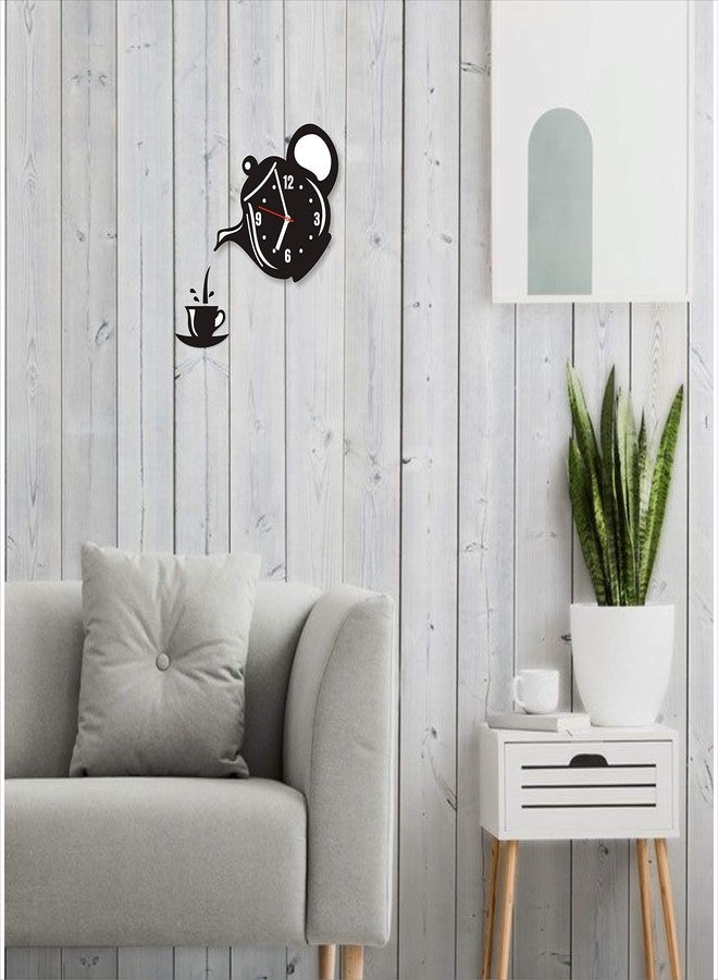 THE 9192 Acrylic Kettle Wall Clock for Living Room (Black) - Image 3
