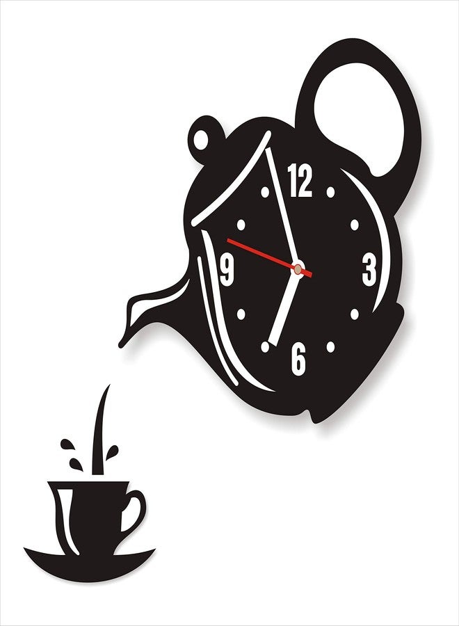THE 9192 Acrylic Kettle Wall Clock for Living Room (Black) - Image 1