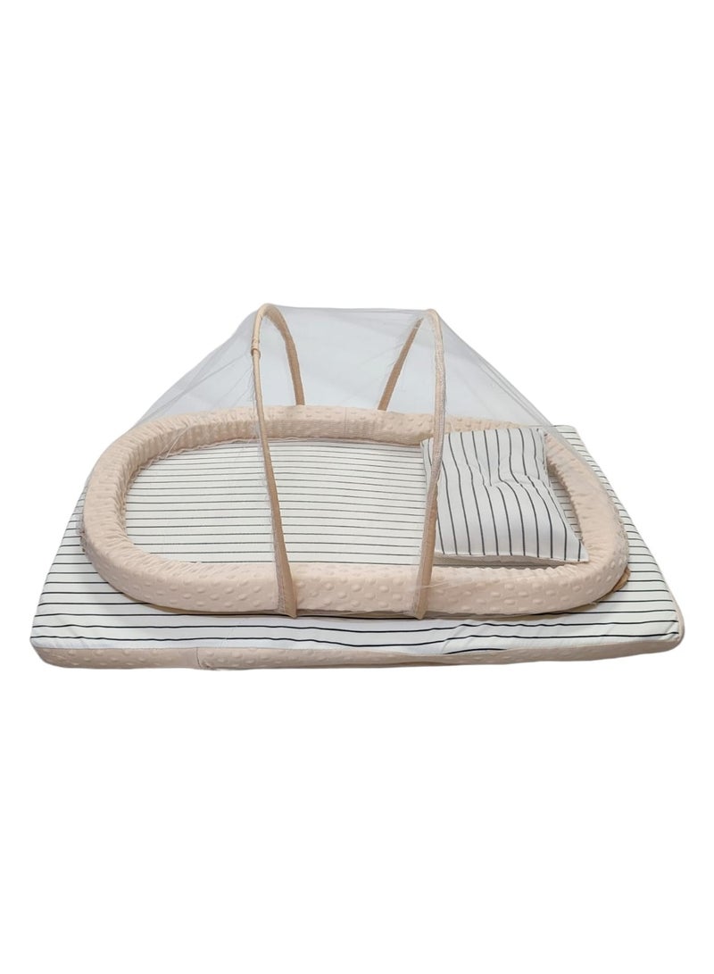 BABYCARA Baby Net Bed with Thick Mattress Mosquito Net & Neck Pillow for New Born Babies 80x48cm  - Image 2