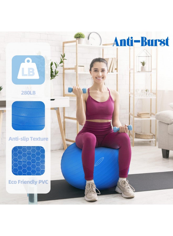 Fitvids كرة تمارين فيتفيدز المضادة للانفجار والمقاومة للانزلاق، كرة يوغا، كرة لياقة بدنية، كرة ولادة مع مضخة سريعة، سعة 2,000 رطل، زرقاء، 18 بوصة، س - Image 3