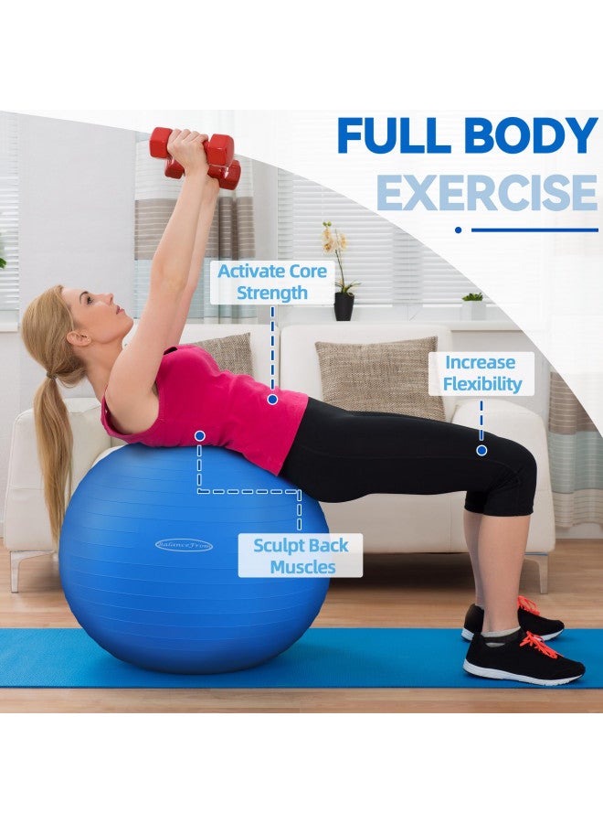 Fitvids كرة تمارين فيتفيدز المضادة للانفجار والمقاومة للانزلاق، كرة يوغا، كرة لياقة بدنية، كرة ولادة مع مضخة سريعة، سعة 2,000 رطل، زرقاء، 18 بوصة، س - Image 2