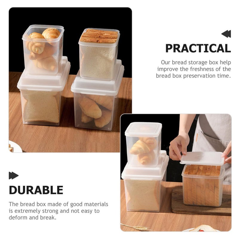 Luxshiny 2 Piece Plastic Bread Storage Box Set With Lids 1.6l And 3.4l For Kitchen Countertop Food Storage And Cheese Holder - Image 4