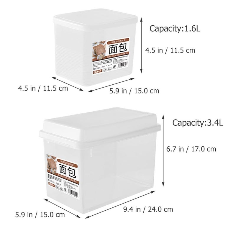 Luxshiny 2 Piece Plastic Bread Storage Box Set With Lids 1.6l And 3.4l For Kitchen Countertop Food Storage And Cheese Holder - Image 3