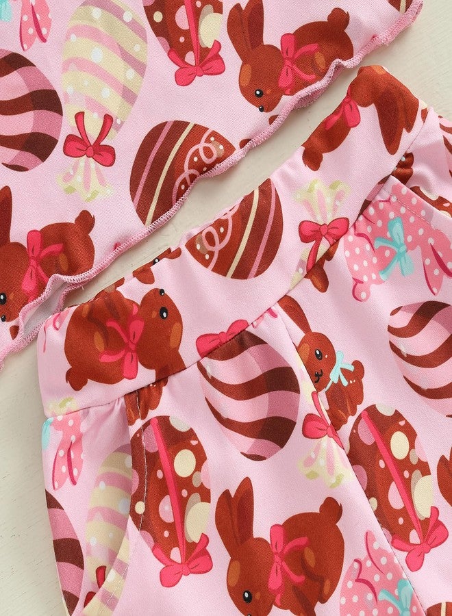 Socutebabe طقم ملابس عيد الفصح للبنات الصغيرات من Socutebabe، يتضمن تيشيرت بأكمام قصيرة مطبوع عليه بيضة وأرنب، وشورت لطيف، وملابس صيفية للبنات الصغيرات (لون وردي غامق، مقاس 3-4 سنوات). - Image 5