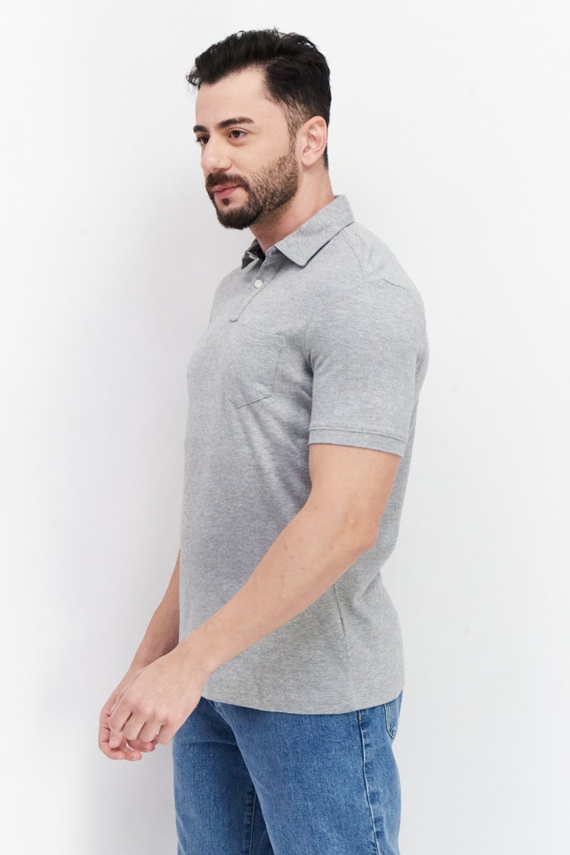 Tahari قمصان بولو قصيرة الأكمام للرجال بتصميم عادي، رمادي - Image 3