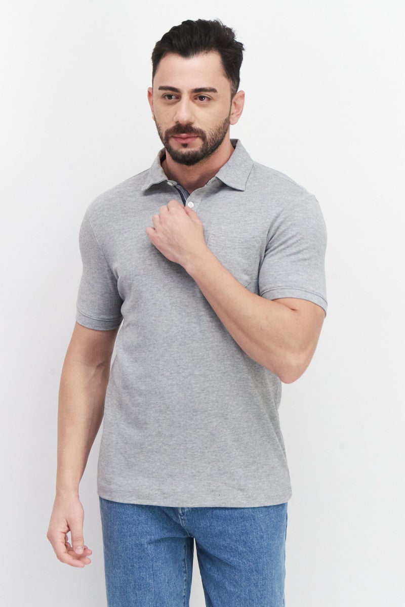 Tahari قمصان بولو قصيرة الأكمام للرجال بتصميم عادي، رمادي - Image 1