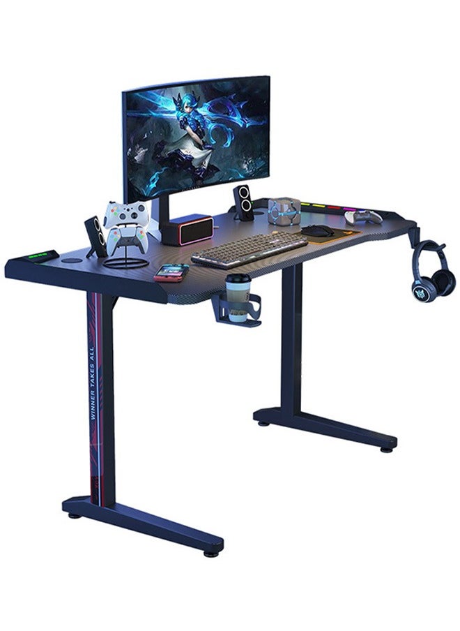 LEXIN Gaming Desk - Perfect Gift for Gamers! Carbon Fiber Surface, Headphone Hook, Cup Holder - Ultimate PC Computer Desk for Home Office Workstation. 