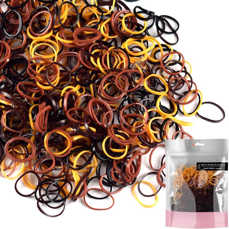 Basic Sense EXTRA STRONG Hair Rubber Elastics for Kids Stretchy Braiding Bands for Girls Small 500 PCS Brown Assort