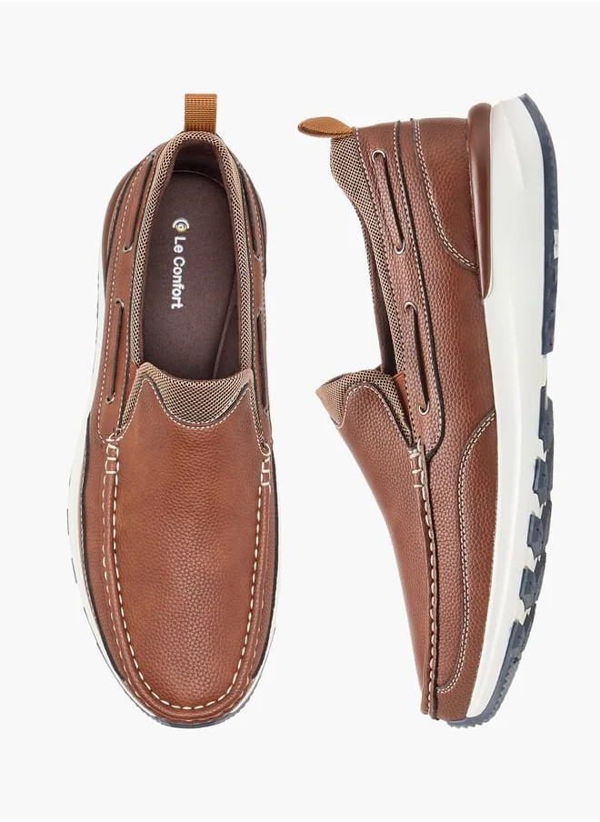 لو كونفورت Men's Panelled Slip-On Loafers with Pull Tabs