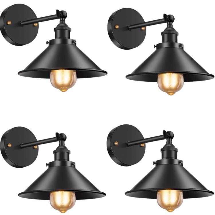 Licperron Black Wall Sconce, Industrial Vintage Wall Sconces Lighting for Bedroom Kitchen Bathroom, 240 Degree Adjustable Rustic Antique Gooseneck Wall Lamp, 4 Pack - Image 2
