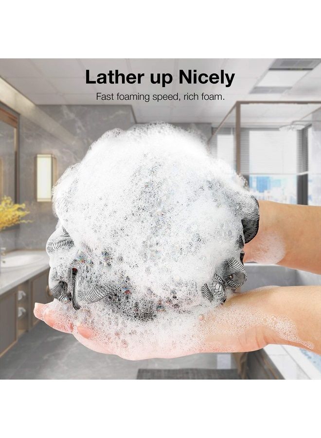 DadyMart Bath Shower Loofah Sponge 60g Bath Mesh Pouf Shower Ball Body Scrubber Exfoliating Bath Sponge for Women and Men, Set of 4, Black - Image 2