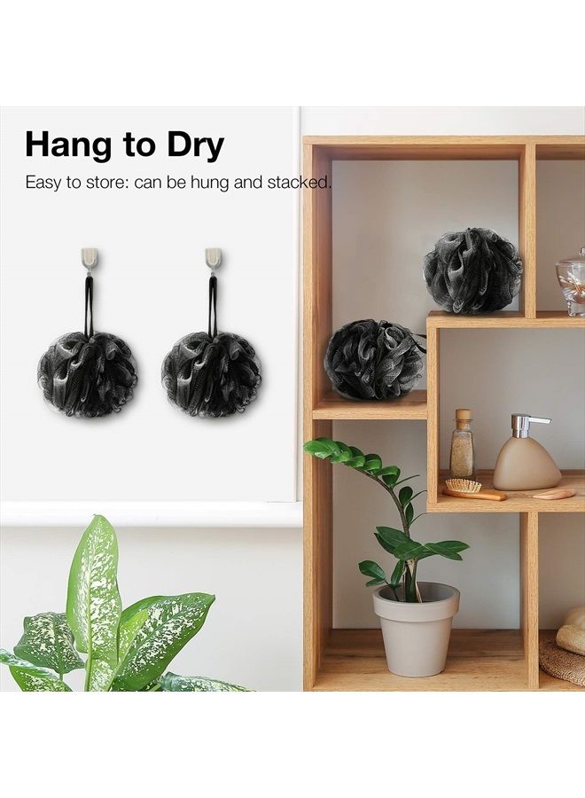 DadyMart Bath Shower Loofah Sponge 60g Bath Mesh Pouf Shower Ball Body Scrubber Exfoliating Bath Sponge for Women and Men, Set of 4, Black - Image 5
