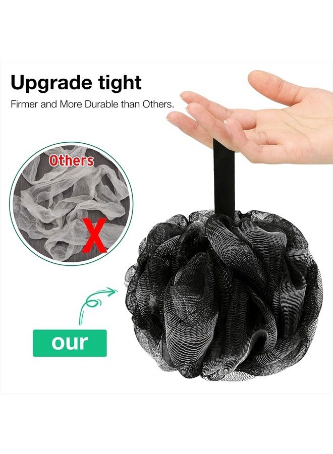 DadyMart Bath Shower Loofah Sponge 60g Bath Mesh Pouf Shower Ball Body Scrubber Exfoliating Bath Sponge for Women and Men, Set of 4, Black - Image 3