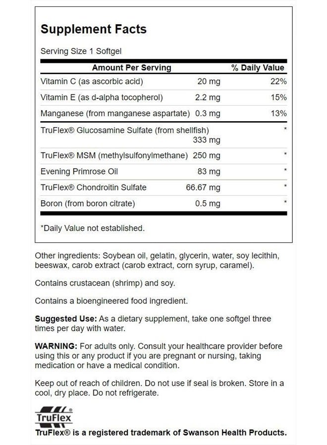 SWANSON Joint Care with Glucosamine Msm & Chondroitin 120 Sgels - Image 2