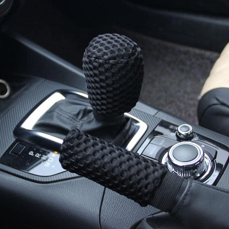 cheekyglo Universal Hndrke Cover, Ger Shift Kno Cover Set Non-Slip Hndrke Protector Cover Breathable Car Shifter Ger Hnd rke Cover for Most Vehicle,Grey-Gray - Image 5