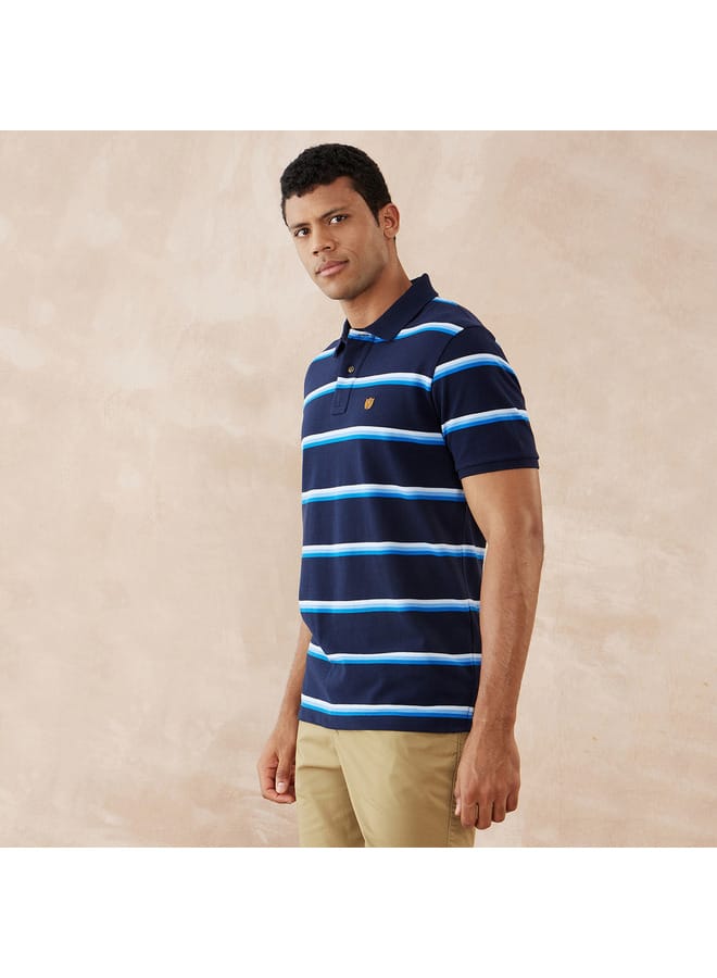 Fahrenheit Striped Polo T-shirt with Short Sleeves