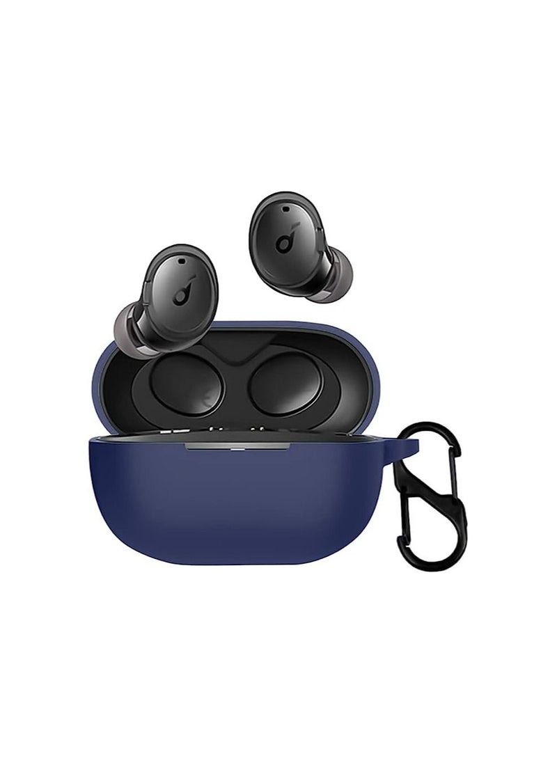 ماركة غير محددة - جراب ilicone متوافق مع Anker Soundcore Life Dot 3i جراب واقٍ محمول مع سلسلة مفاتيح (أزرق) - Image 1
