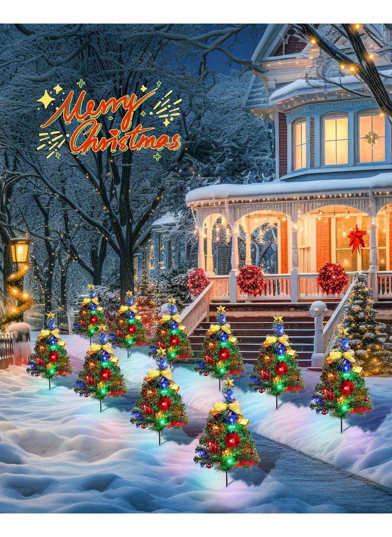 Brightown Brightown Solar Christmas Tree Outside Set of 4 Solar Christmas Decorations Outdoor Yard Xmas Pathway Christmas Trees Sidewalk Driveway Walkway Gravesite Cemetery Outdoor Christmas Decorations  - Image 4