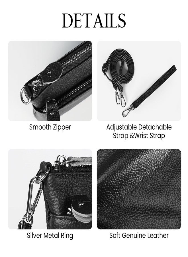 befen Leather Wristlet Wallets for Women, RFID Blocking Small Black Crossbody Bags, Women Leather Purses Handbags Shoulder Bag Trendy Clutch Purse with Adjustable Shoulder Strap and Wrist Strap - Image 5