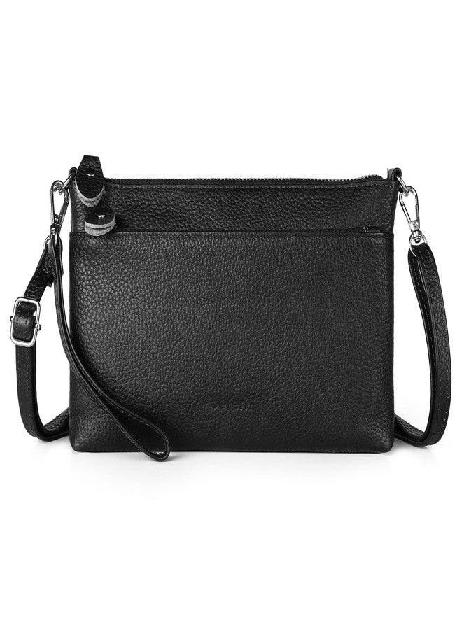 befen Leather Wristlet Wallets for Women, RFID Blocking Small Black Crossbody Bags, Women Leather Purses Handbags Shoulder Bag Trendy Clutch Purse with Adjustable Shoulder Strap and Wrist Strap - Image 1