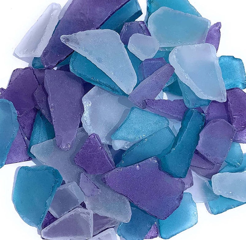 Nautical Crush Trading Sea Glass Craft  Beach Glass Craft  11 Oz Purple Caribbean Blue and White Mix  Sea Glass Dcor  Sea Glass Vase Filler  Sea Glass Crafting  Bag of Sea Glass  Craft Glass Vase Fillers Glass 