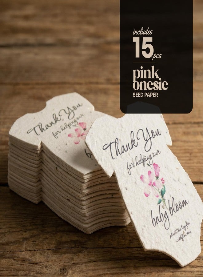 Seed Bloom 15pcs Pink Onesie-Shaped Gift Tags with Wildflower Seeds - Writable Gift Wrap Tags for Baby Showers, Mother's Day Present, Party Favors, DIY Crafts, & Earth Day Decorations - Image 2