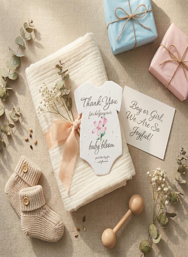 Seed Bloom 15pcs Pink Onesie-Shaped Gift Tags with Wildflower Seeds - Writable Gift Wrap Tags for Baby Showers, Mother's Day Present, Party Favors, DIY Crafts, & Earth Day Decorations - Image 5