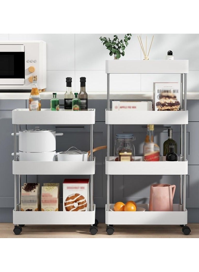 BLOOMING TIME 3-Tier Rolling Storage Cart – Slim Slide-Out Organizer for Bathroom, Kitchen, Laundry & Narrow Spaces,White - Image 3