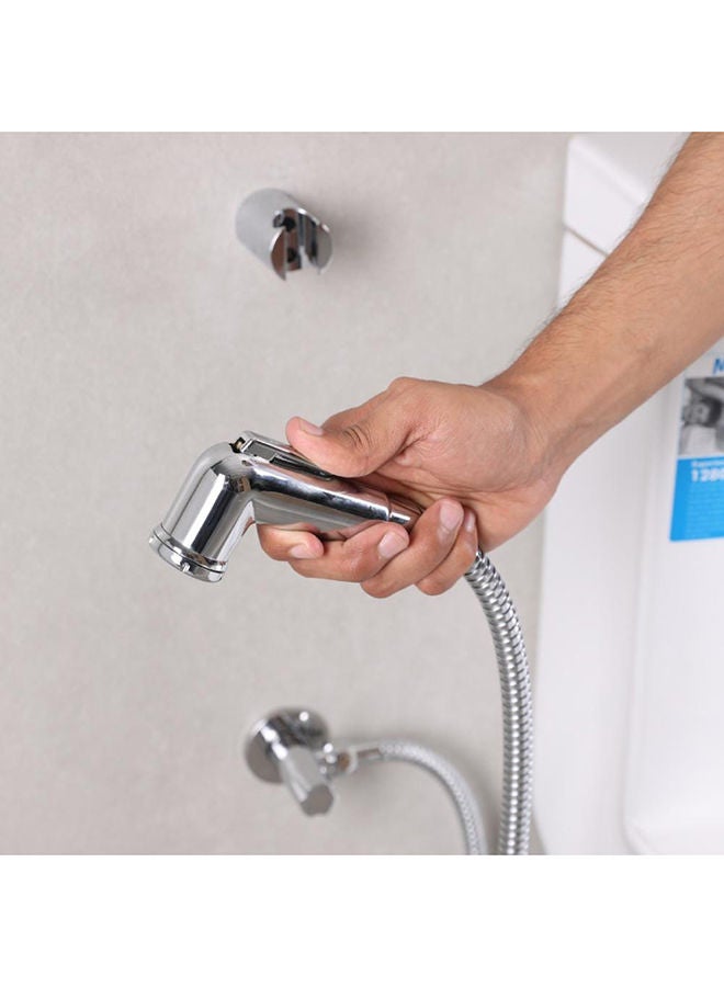 milano Deluxe Shattaf With Angle Valve, PVC Shattaf1 for Toilets, Bathroom, Lavatory Chrome - Image 3
