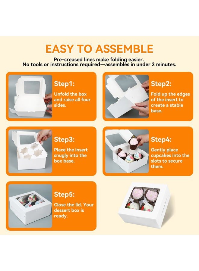 MonYouGe 30 Count Cupcake Boxes 4 Holders, Cupcake Carrier Cupcake Containers Cupcake Holder - Image 4