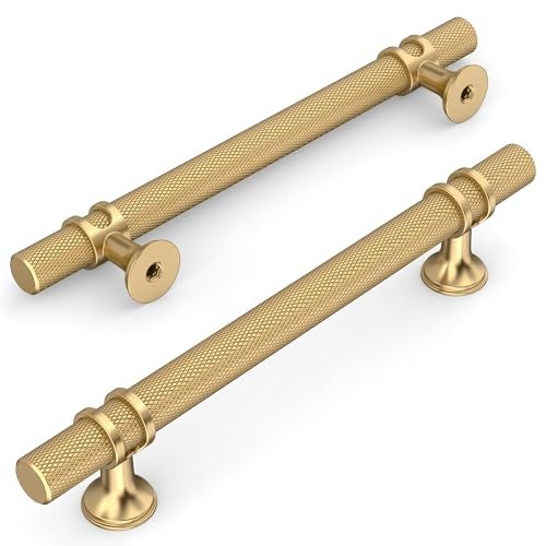 Amerdeco 10 Pack Knurled Champagne Bronze Cabinet Pulls 5 Inch Hole Center Kitchen Cabinet Handles for Drawer Cupboard and Wardrobe - Image 3